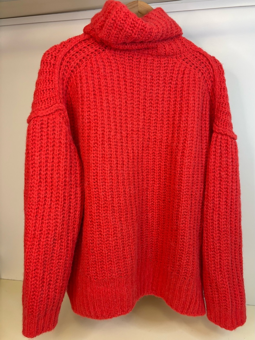 Cozy Lita orange Oversized Chunky Turtleneck Alpaca Knit Sweater sz Med - Picture 2 of 4